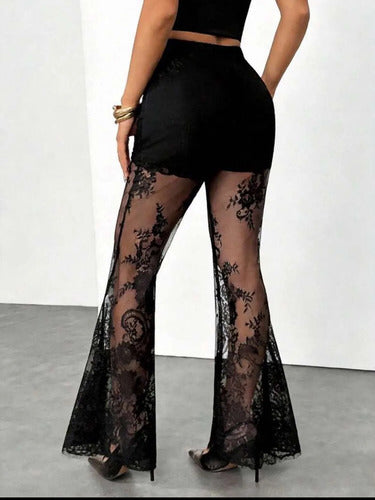 Pantalón Oxford De Encaje Malla Transparente Con Pantie Dama
