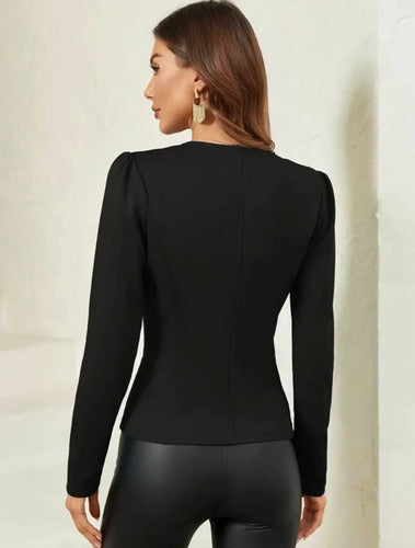 Chaqueta Casual Abierta Blazer Botones Dorados Kikinas