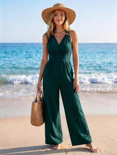 Enterito Monito Oxford Plus Size Talle Grande Kikinas Verde Oscuro Lisa Xxl