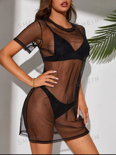 Vestido Tipo Remeron Malla Transparente No Incluye Lenceri