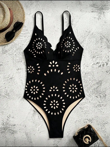 Traje De Baño, Malla Entera, Enteriza, Bikini, Con Calado