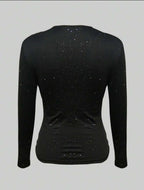 Blusa Escote V Camisa Brillante Elastizada Top Kikinas