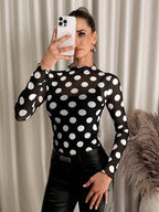 Blusa De Lunares Grandes Con Tela De Transparencia Kikinas