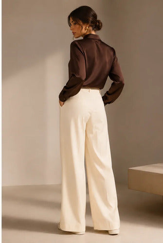 Pantalón De Vestir Palazzo Negro De Tela Excelente Calidad