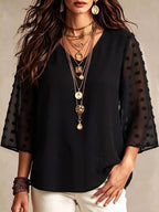 Blusa Plus Size Talle Grande Con Mangas Caladas Kikinas