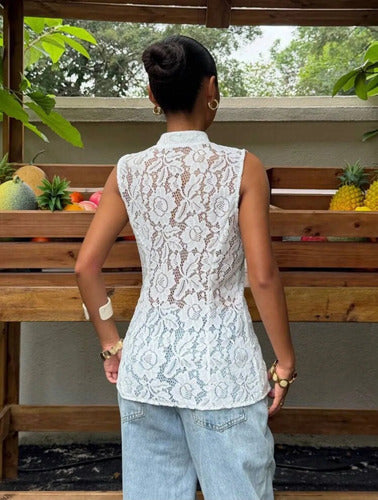 Blusa Remera De Encaje Moda Napoleón