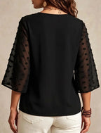 Blusa Plus Size Talle Grande Con Mangas Caladas Kikinas