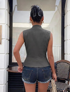 Chaleco Blusa Moda Napoleón Botones Dorados Con Cierre
