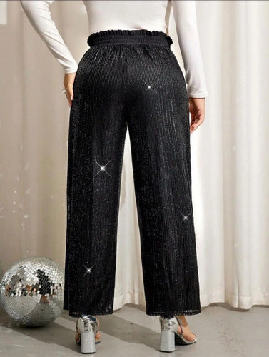 Pantalón Fiesta Palazzo Lentejuelas Brillante Talle Grande