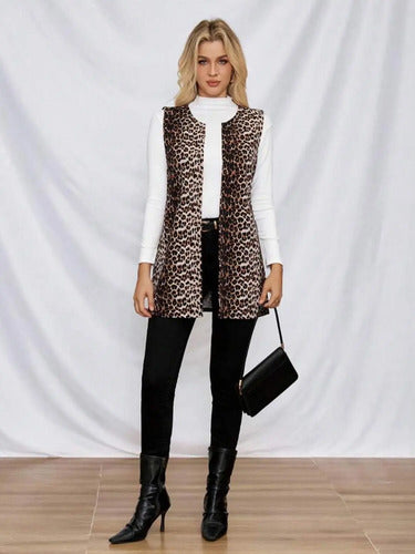 Chaleco Ligero De Leopardo Animal Print Dama Mujer