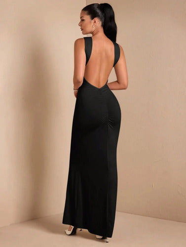 Vestido De Fiesta Largo  Espalda Descubierta Con Detalle
