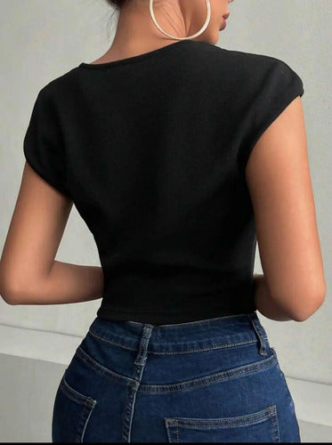 Blusa Con Transparencias Y Brillantes