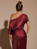 Blusa De Un Solo Hombro Asimetríca  Brillante Elegante