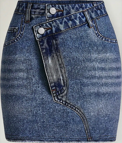 Pollera Corta Minifalda Con Estampado De Jean
