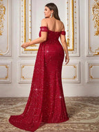 Vestidos Largo Fiesta Lentejuelas Talle Grande Con Tajo