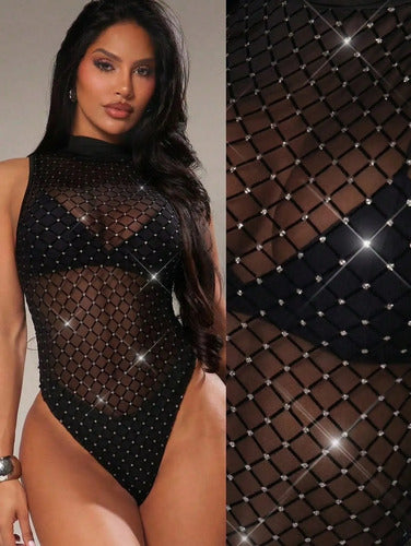 Body De Malla Brillante Brillosa De Fiesta Damas Kikinas