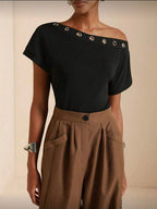 Blusa De Un Solo Hombro Asimetríca Cruzada Moda Damas