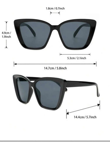 Lentes De Sol Ojo De Gato Gafas Cateyes Negros Kikinas Negro