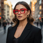 Armazón Rojo De Lentes Cuadrado Genérico Fashion De Pasta Rojo