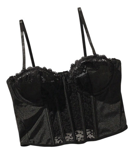Corset Con Detalles De Encaje Con Aros
