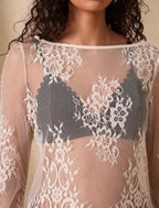 Top De Encaje Blusa Bluson Remerón  Transparente Kikinas