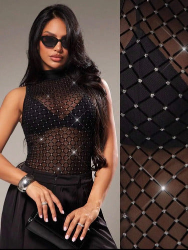 Body De Malla Brillante Brillosa De Fiesta Damas Kikinas