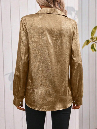 Camisa Seda Blusa Satinada Cruzada Escote V Kikinas