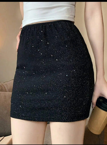 Minifalda Pollera Para Mujer, Brillante, Fiesta Negro Brillante Xl