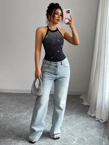 Body Halter De Malla Brillante De Fiesta Para Damas