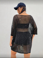 Remeron Plus Size Malla Transparente Brillante Lurex Vestido