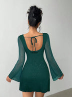 Vestido Corto Fiesta Espalda Descubierta Tela Brillante
