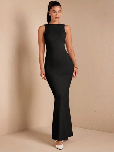 Vestido De Fiesta Largo  Espalda Descubierta Con Detalle