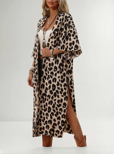 Bluson De Leopardo Tipo Kimono Animal Print