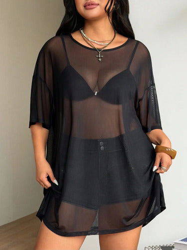 Vestido Remeron  Malla Transparente  Talle Grande Plus Size