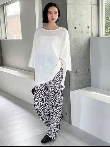 Pantalón Palazzo De Cebra Animal Print Casual Tendencia