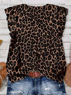 Blusa Manga Corta, De Diseño De Leopardo Talle Grande