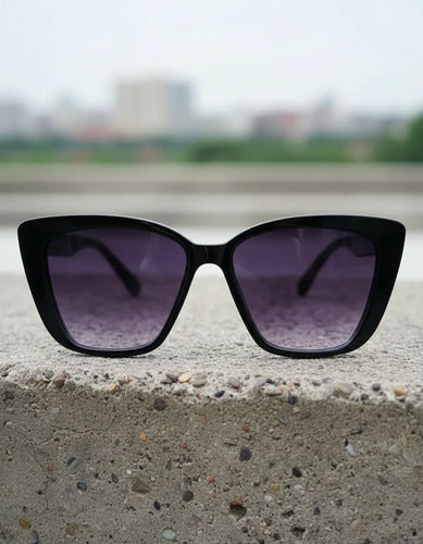 Lentes De Sol Ojo De Gatos Gafas Cateyes Verano  Kikinas Violeta Oscuro Negro