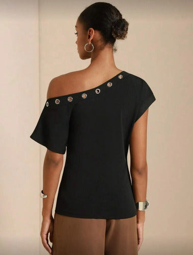 Blusa De Un Solo Hombro Asimetríca Cruzada Moda Damas