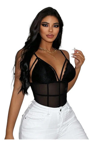Body Sexy Lencería Con Detalles De Malla Transparente Damas