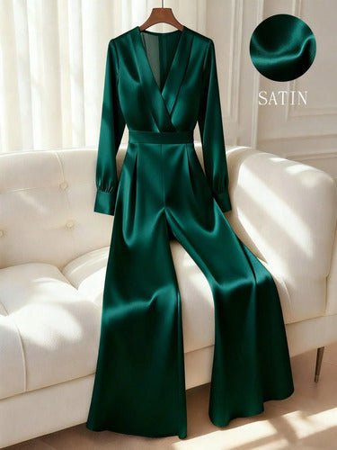 Mono Enterizo Enterito De Fiesta Elegante Con Tela Satinada