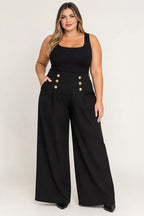 Pantalon Palazzo Botones Dorados Talle Grande Plus Size Kiki