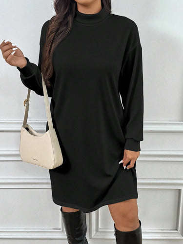 Vestido De Cuello Polera Talle Grande Plus Size Kikinas