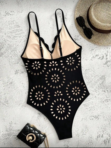 Traje De Baño, Malla Entera, Enteriza, Bikini, Con Calado