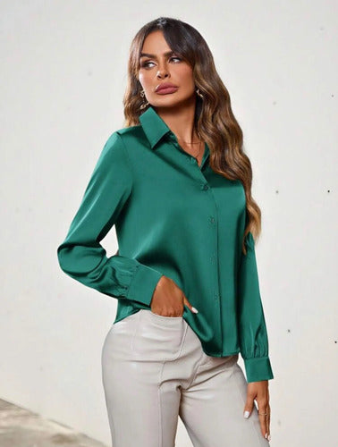 Camisa De Manga Larga Con Abertura Delantera