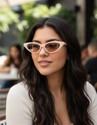 Lentes De Sol Retro Cat Eyes Ojos De Gato Ambar  Kikinas Cat Eyes Crema Ámbar