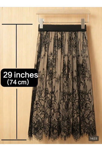 Pollera Encaje Transparente Tull Tendencia No Incluye Panti