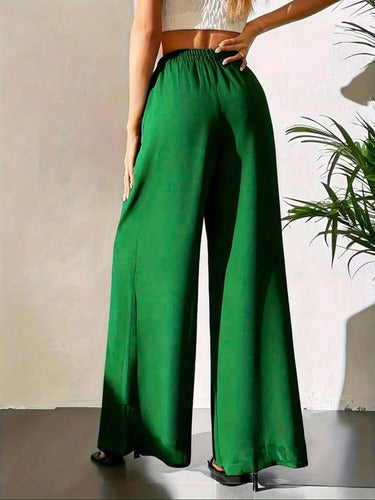 Pantalón Palazzo Elegante Gasa Oxford Plus Size Kikinas
