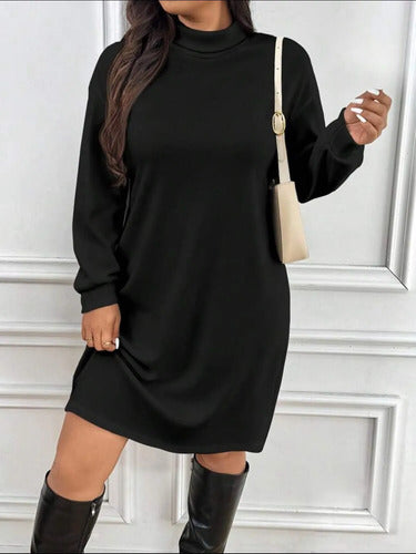 Vestido De Cuello Polera Talle Grande Plus Size Kikinas