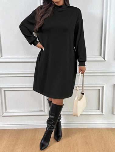 Vestido De Cuello Polera Talle Grande Plus Size Kikinas