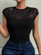 Blusa Con Transparencias Y Brillantes